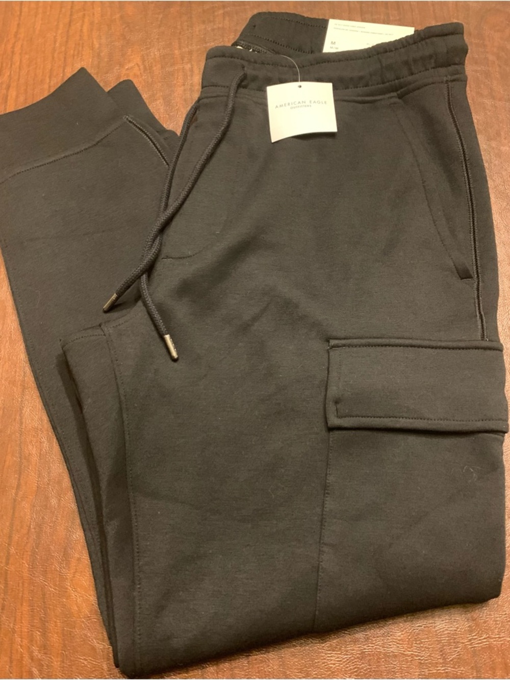 American Eagle Outfitters Good Vibes 24/7 Black Cargo Sweatpants Joggers